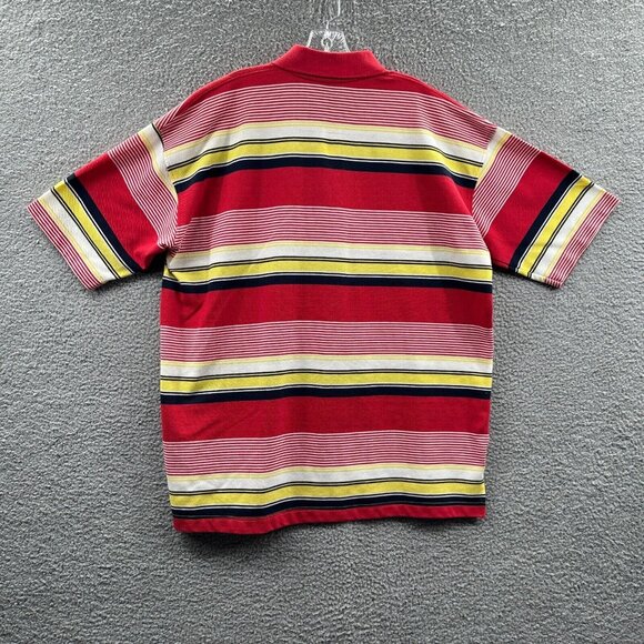 CU‎ Sportswear Mens Polo Shirt 3XL Red Yellow Striped Pullover Short Sleeve - Picture 2 of 11